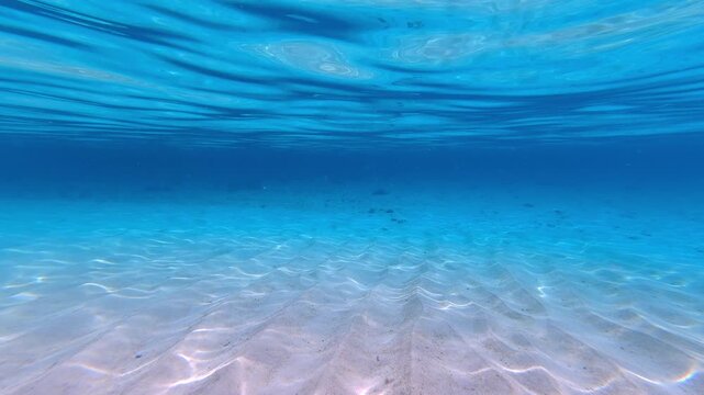 Deep Blue Ocean water with sandy Floor background