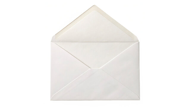 White envelope lying shows an opened flap isolated on transparent background cut out