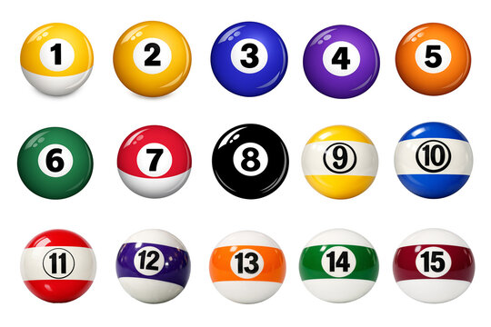 Billiard Pool Balls Set 1&ndash;15 Isolated on white Background