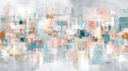 Obraz premium Abstract composition featuring pastel colors overlaid with distressed textural elements.