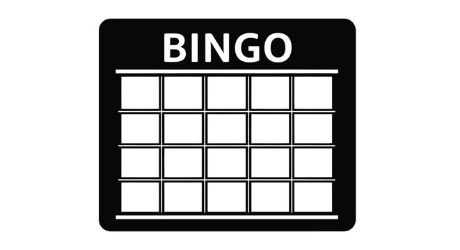 A stark black and white depiction of a bingo card with empty squares suggesting a game in progress silhouette high quality professional detailed modern