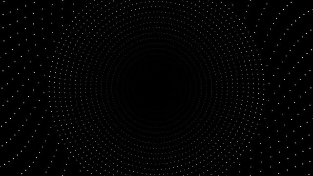 Black background with white dots arranged in circular pattern