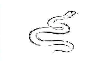 Fototapeta premium Simple sketch drawing depicts a coiled reptile with its head raised and tongue extended