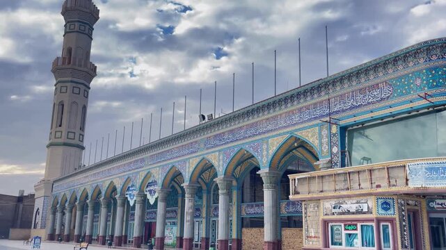 Stunning View of the Holy Jamkaran Mosque and its Illuminated Domes in Qom. 