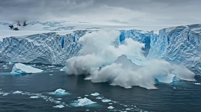 Iceberg in cold ocean waters for environmental projects, nature documentaries, and commercials