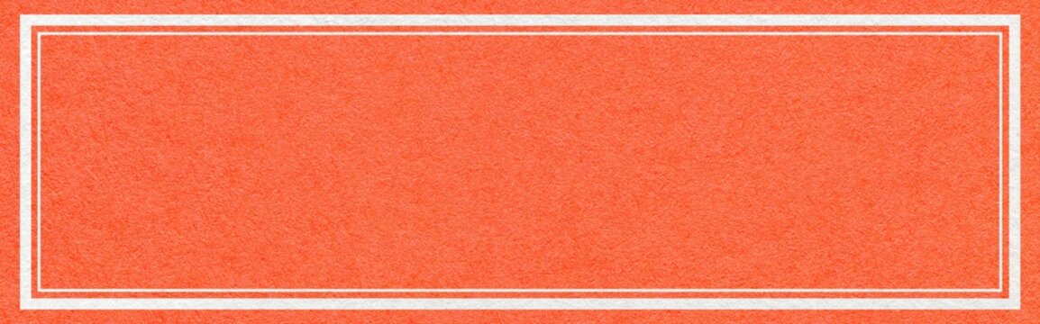 Coral orange textured paper background with white double frame border and copy space for website header banner template