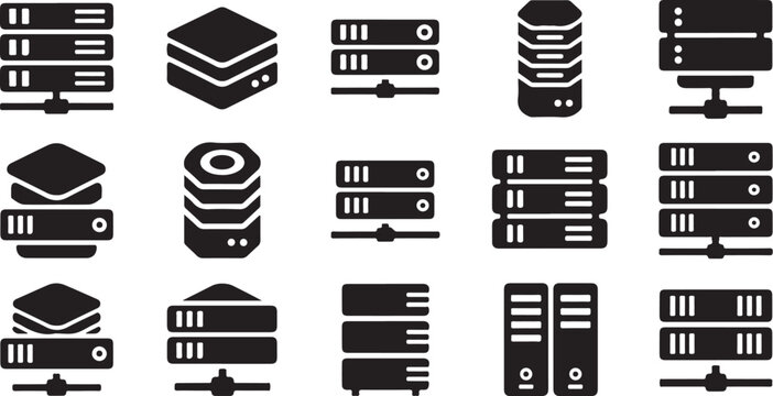 Collection of various computer server icons displayed