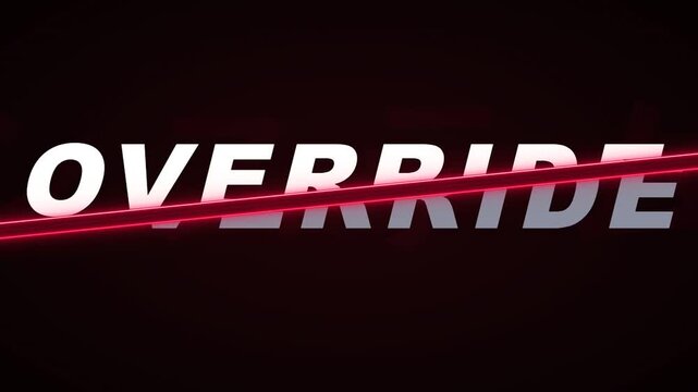 Overridden text effect, glitchy word, override error message, distorted font