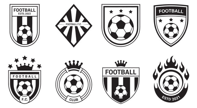 Set of Badge Emblem Football Soccer Sport Team Club Logo on White Background, vector shield logo collection, modern sports identity design