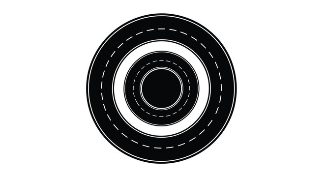 Concentric circles with dashed lines creating a black and white design
