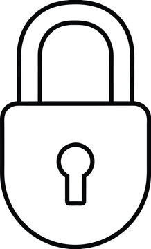 lock closed padlock with shackle keyhole as sim silhouette vector illustration on transparent background