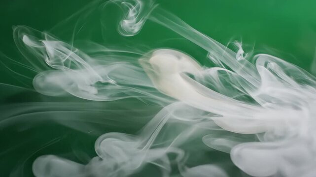 White smoke in green liquid for commercial backgrounds, digital design, and advertising
