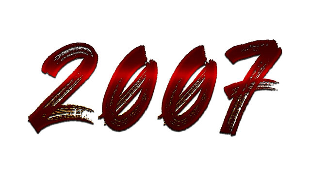 3D blood red number design of 2007 on white background.