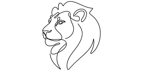 Continuous line drawing of a lion head © Das