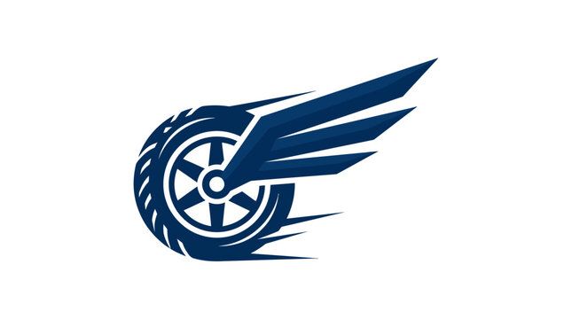 Tire with wing racing wheel logo.