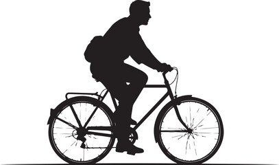 Obraz premium Black silhouette of man riding bicycle, bike rider icon, cycling illustration, vector graphics