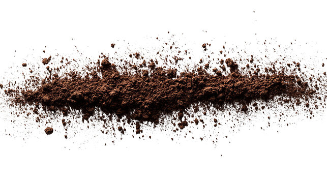 Fine, textured brown powder trail against a stark black backdrop, with speckled edges