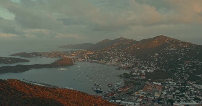 Scenic Aerial View Of Charlotte Amalie Harbor In St. Thomas, U.S. Virgin Islands.