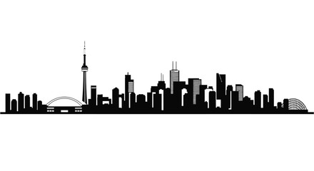 Obraz premium Dramatic black silhouette of a city skyline against a white background