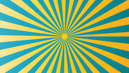 Obraz premium Vibrant circus background dynamic sunburst pattern in blue and yellow for entertainment and festive designs