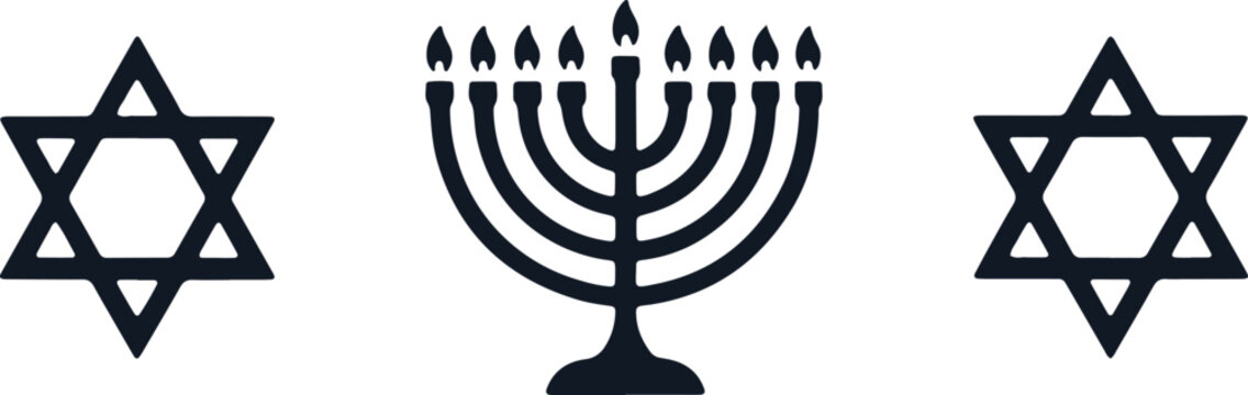 Black star of david and menorah