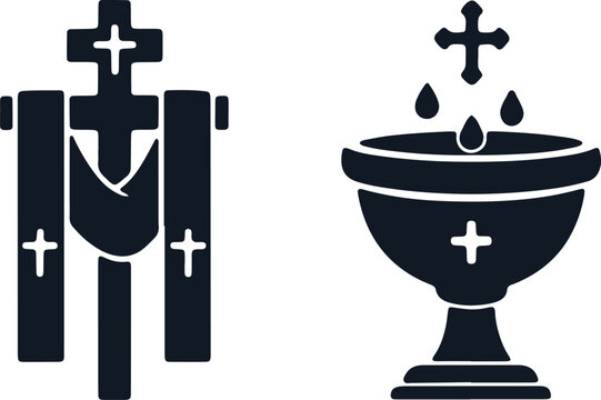 Black silhouette of christian symbols