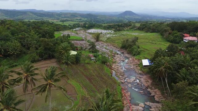 aerial of Canlaon City, Negros Oriental, Philippines. Stunning volcanic scenery