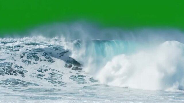 Large ocean wave with green sky for commercial backgrounds, digital design, and advertising