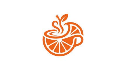 Obraz premium Stylized Orange Slice Coffee Cup Logo