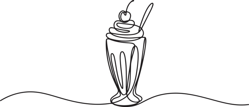 continuous line milkshake.one line milkshake drawing.abstract line milkshake.one line drawing vector illustration
