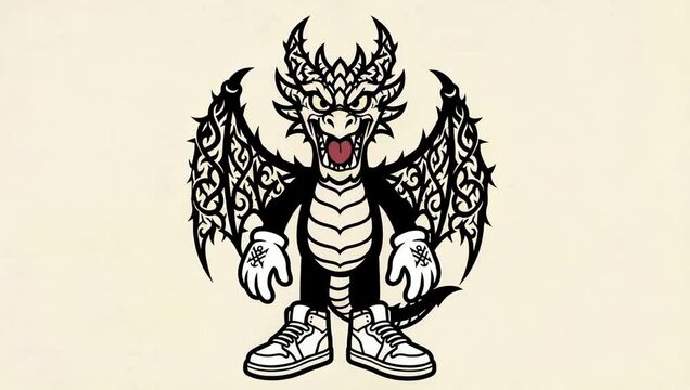 Urban Dragon Character Mascot Vector Illustration