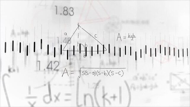 Bars appearing midline, crossing polyline over notes, revealing triangle then algebra for education