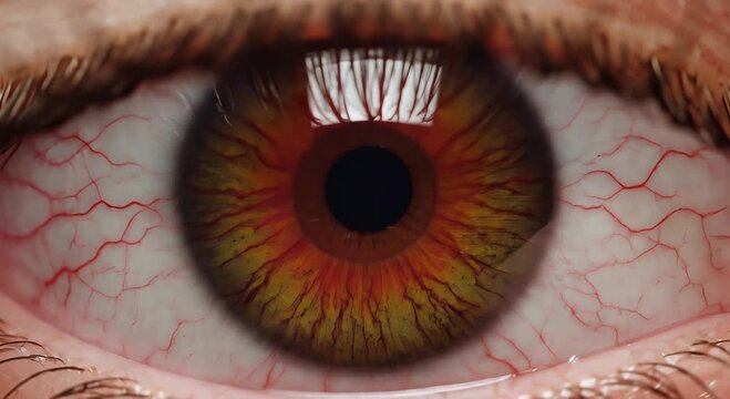 macro close-up brown eye with detailed iris and lashes