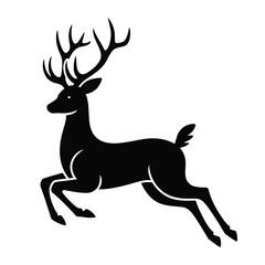 Fototapeta premium Silhouette of a leaping stag with large antlers deer