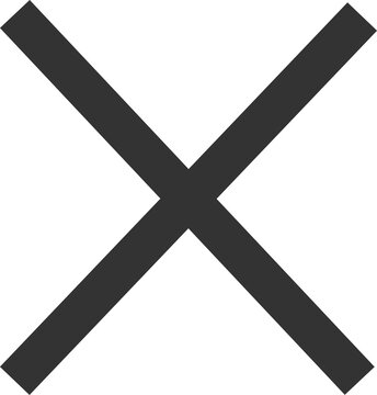 Dark Gray X Mark Icon on Transparent Background &ndash; Bold Cross Symbol for UI, Delete, Cancel, or Error ダークグレーのばつ印アイコン 透過背景 &times; バツマーク UI・モノクロ印刷向けシンボル素材