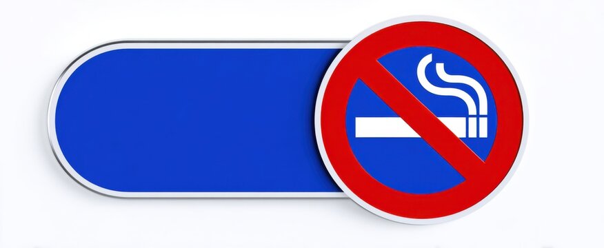 Blue no smoking sign on white background warning for restricted zones and safety