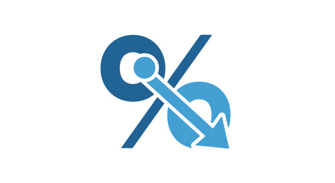 Percentage Decrease Icon Downward Arrow Financial Decline Symbol for Economic Loss and Market Drop