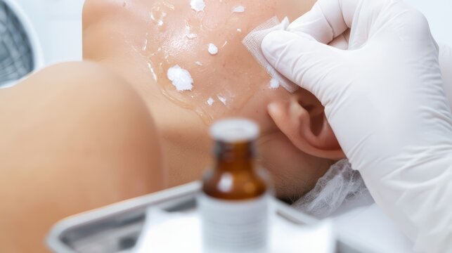 TCA chemical peel facial treatment application.