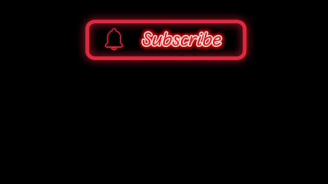 neon subscribe like and share button animation with glowing colorful frames