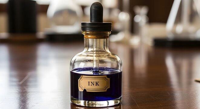 Vintage ink bottle eyedropper filler with glass design for scientific laboratory supply and writing ink