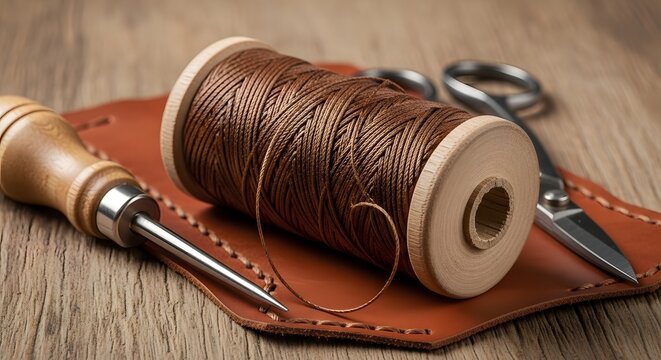 Wax thread spool for bookbinding leatherworking and heavy duty stitching thread supply