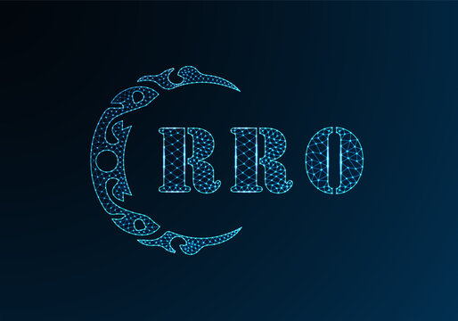 Low poly letter logo RRO design. RRO letter logo low poly vector design on blue color gradient background. RRO logo low poly design