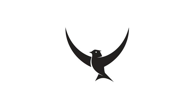 Swallow bird, flying bird silhouette, black swallow icon, minimalist design element