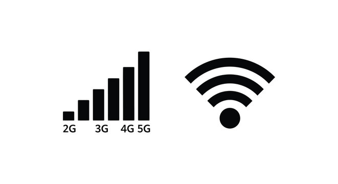 Wireless network signal strength indicators showing 2g to 5g silhouette