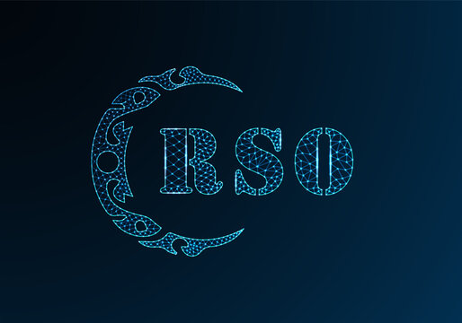 Low poly letter logo RSO design. RSO letter logo low poly vector design on blue color gradient background. RSO logo low poly design