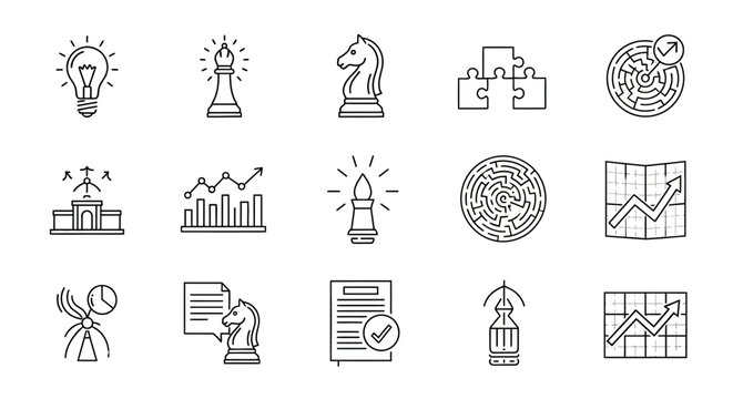 Business icons for strategy and planning.