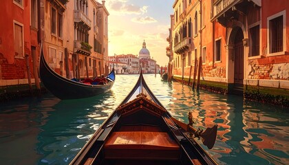 A serene gondola ride through a Venetian canal at sunset (1) © cicak