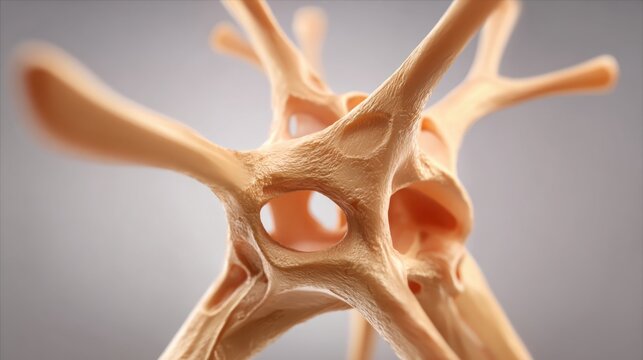 Detailed 3D visualization of intricate trabecular bone skeletal structure showcasing its complex porous network