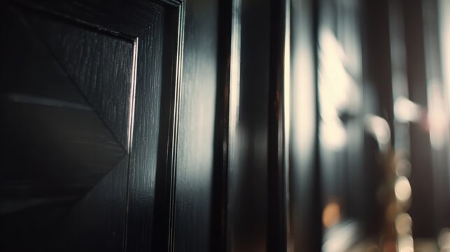 Deep dark lacquered wood panel with rich texture and subtle reflections, showcasing elegant design