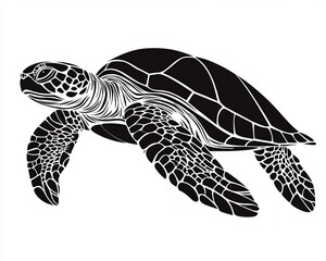 Obraz premium Elegant Minimalist Graphic Representation of a Sea Turtle Swimming in Calm Ocean Waters